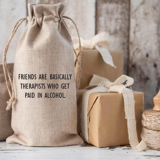 Friends are Basically Therapist Wine Bag
