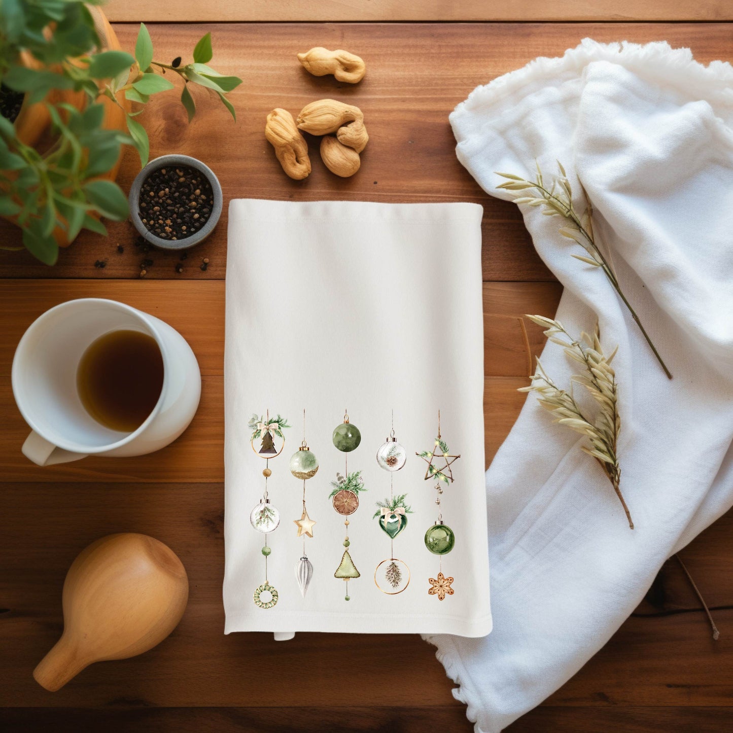 Christmas Ornaments Tea Towel