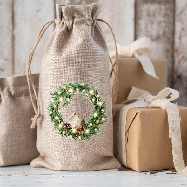 Christmas Wreath Wine Bag