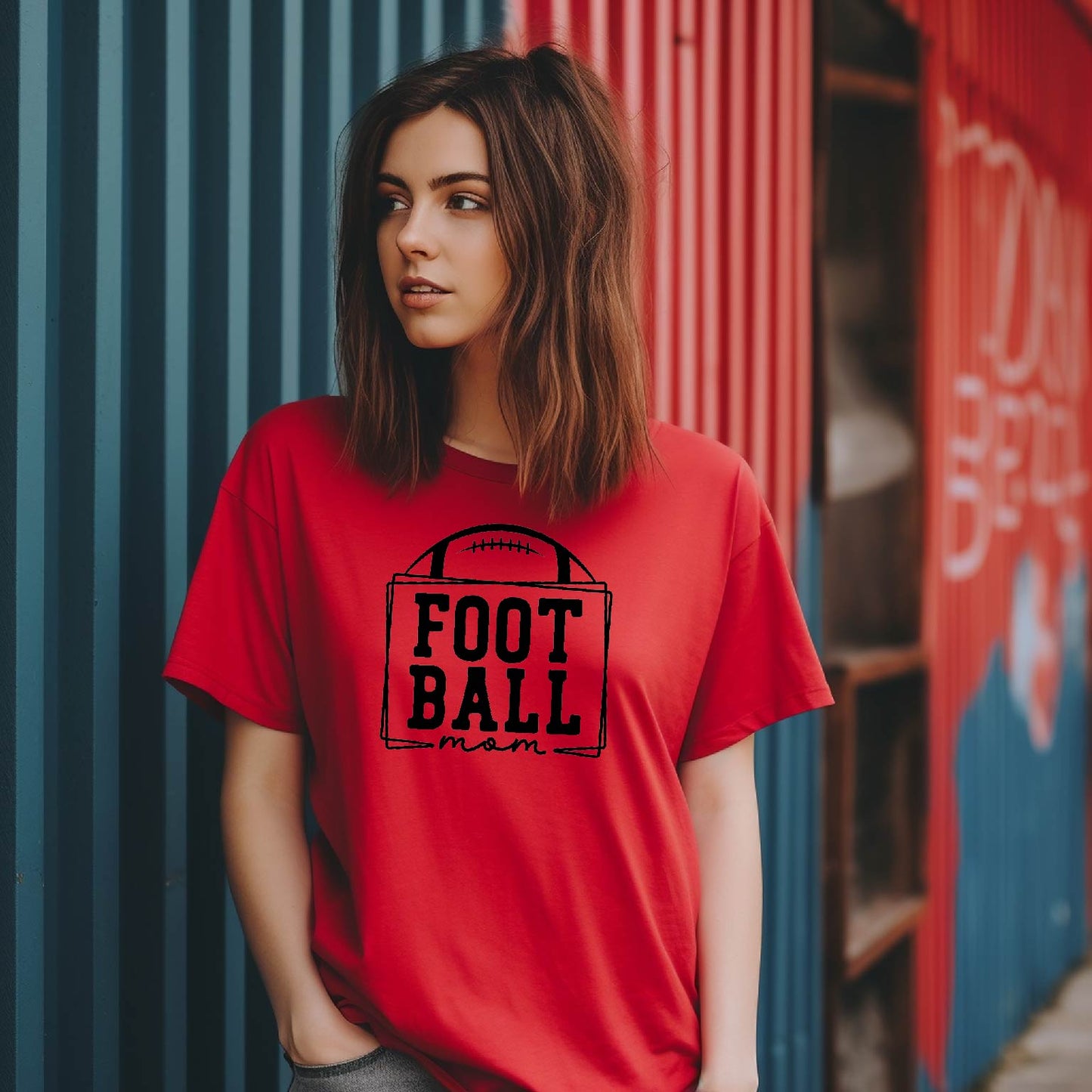 Football Mom Black Lettering Tee