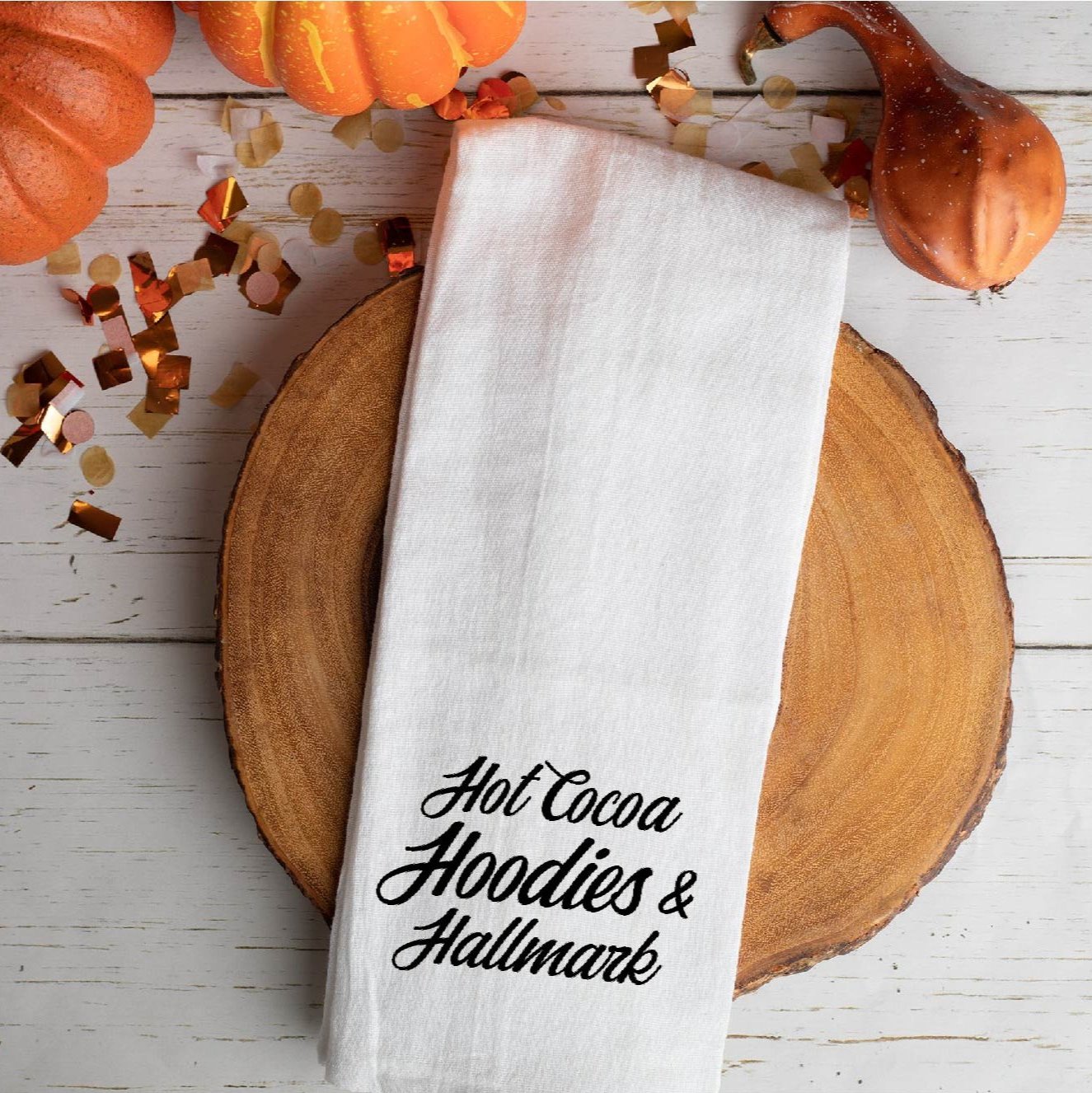 Hot Cocoa, Hoodies & Hallmark Tea Towel