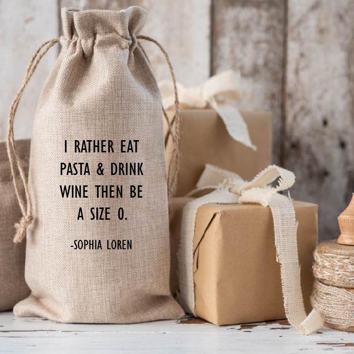 I Rather Eat Pasta Wine Bag