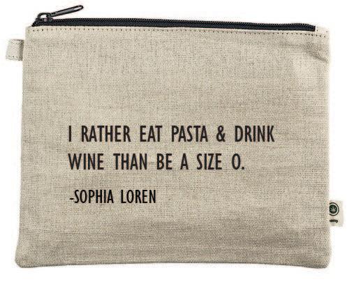 I Rather Eat Pasta Canvas Zipper Bag